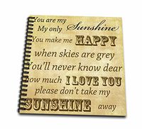 3dRose Vintage Sunshine-Love Songs-Drawing Book, 8 by 8-inch (db_79369_1)
