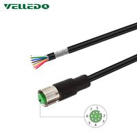 VELLEDQ Industrial Pre-Wired M12 Connector Cable 8-Pin Female A-Coding 3M/10FT PVC Shielded Line