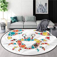 RUGSMAT Crabs Round Rug Kid Carpet,Colorful Dotted Shape Protect Floors While Securing Rug Making Vacuuming Round-55