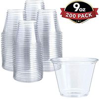 200 Clear Hard Plastic Cups | 9 oz | Heavy Duty Disposable Cups | Plastic Wine Cups | Plastic Cocktail Glasses | Plastic Drinking Cups | Wedding Tumblers | Bulk Party Cups | Plastic Party Punch Cups