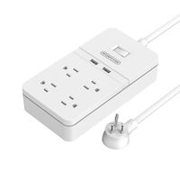 NTONPOWER 4-Outlet Electrical Surge Protector with 12W 2-Port USB Charger and Overload Switch Multi Outlet Flat Plug Power Strip with 5ft Heavy-Duty Extension Cord for Computer Cellphone Home - White