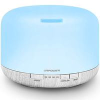 URPOWER 500ml Essential Oil Diffuser, Aromatherapy Diffusers for Essential Oils with Adjustable Mist Mode/4 Timer Settings/7 Colors LED Night Light Large Room Cool Mist Humidifier Air Diffuser