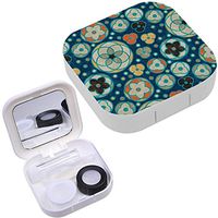Portable Contact Lens Case Box Travel Kit Mirror + Bottle + Tweezers Container Holder [ Floral ]