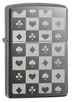 Zippo Card Suit Tiles Pocket Lighter, Black Ice