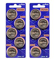 Murata CR2430 Battery 3V Lithium Coin Cell - Replaces Sony CR2430 (10 Batteries)