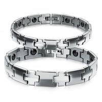SunnyHouse Jewelry His or Hers Matching Set Couple Perfect Titanium Bangle Bracelet Magnetic Simple Korean Style Anti-Fatigue Anti-Radiation in a Gift Box (His)
