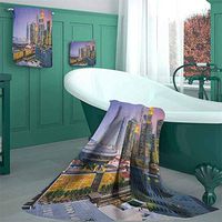 Urban Hand Towel, Personalized Gift, Set of 3, Skyline of Singapore at Evening Skyscrapers Stadium Design Pattern Bathroom Set, Lightweight, Quick Dry Towel, for Beach, Travel, Swim, Camping