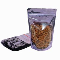 USPak Stand up Pouch 5.125"x8.125"x3.125" Heavy Duty Bag Zip Lock Closure Top Notch Food Storage Packaging Bag 4 Oz, Clear-Lavender, Pack of 50