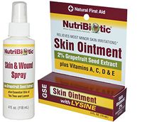 NutriBiotic Skin & Wound Spray and Skin Ointment Bundle with Lemon Peel, Tea Tree Leaf, Vitamin C and Grapefruit Extract, 4 fl. oz. and 0.5 oz.
