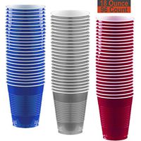 18 oz Party Cups, 96 Count - Royal Blue, Silver, Burgundy - 32 Each Color