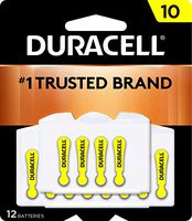 Duracell - Hearing Aid Batteries Size 10 (Yellow) - long lasting battery with EasyTab for ease of installation - 12 count