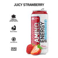 OPTIMUM NUTRITION ESSENTIAL AMINO ENERGY Plus Electrolytes Sparkling Hydration Drink, Juicy Strawberry, Keto Friendly BCAAs, 12 Count