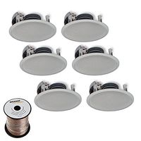 Yamaha NSIW360C 2-Way In-Ceiling Speaker System - White (6 Speakers + AmazonBasics Speaker Wire)