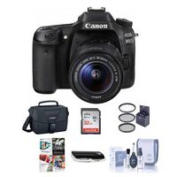 Canon EOS 80D DSLR Camera Body Kit, with EF-S 18-55mm F3.5-5.6 is STM Lens, Black - Bundle with Camera Bag, 32GB Class 10 SDHC Card, 58mm Filter Kit, Cleaning Kit, SD Card Reader, Software Package