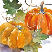 Cypress Home Autumnal Fall Seasonal Pumpkin Foil Paper Cocktail Napkins, 20 count Halloween Dinner Party