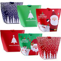 Jovitec 18 Pieces Christmas Candy Treat Boxes with Ribbons Xmas Cookie Boxes Gift Boxes with Christmas Elements Patterns for Christmas Party Favors