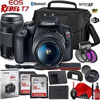 Canon EOS Rebel T7 DSLR Camera with 18-55mm Lens and 75-300mm Lens - 24.1 MegaPixel - HD Video - Wi-Fi Bundle