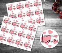 CLIFFBENNETT Handmade with Love Packaging Sticker, Round Valentine's Day Envelope Seals, Small Business Envelope Labels, Branding and Shipping Supplies
