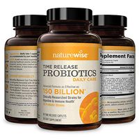 NatureWise Daily Probiotics for Women and Men | Time-Release, Comparable to 150 Billion CFU | Delivers 15x More Live Cultures to Intestines for Digestion & Immune Support [2 Month Supply - 60 Caplets]