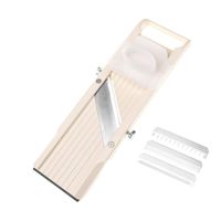 Benriner BN64B Mandoline Slicer, with with 4 Japanese Stainless Steel Blades, Beige