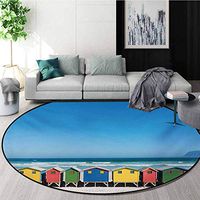 RUGSMAT Travel Non-Slip Area Rug Pad Round,Colorful Bathhouses at Muizenberg Cape Town South Africa Standing in A Row Touristic Protect Floors While Securing Rug Making Vacuuming,Round-51 Inch