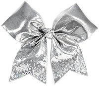 Chassé Girls' Metallic Rhinestone Performance Hair Bow Metallic Silver