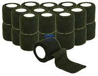 24 - Pack, 2” x 5 Yards, Self-Adherent Cohesive Tape, Strong Sports Tape for Wrist, Ankle Sprains & Swelling, Self-Adhesive Bandage Rolls (Black)