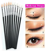 Elevin(TM) 10Pcs Makeup Double-end Eye Shadow Eyeliner Brush Sponge Applicator Tool