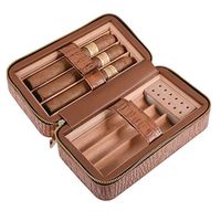 WMM- Cigar box Premium Cigar Humidors/Portable Travel Cigar Case, Zipper Lock Closure Cigar Humidor, Cedar Wood 6 Stick Brown PU Leather Crocodile Skin Cigar humidor (Color : Black)