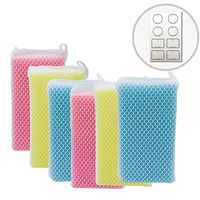 Dish Sponge with Seasoning Seal Sticker Set Kitchen Scouring Pads Double Sided Scrubbing Sponges Scourer Non Odor Dish Scrubber Brush Superfine Fiber Dish Sponge for Non Stick Pans Pots