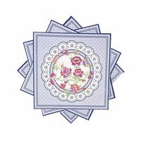 WallyE Mint Floral Paper Napkins Decorative for Boho Wedding, Baby Shower Bridal Shower Tea Party or Birthday, Vintage Blue, 20 Pack