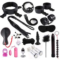 Yunestry 19 PCS/Set Leather Nylon Plush BDSM Bondage Toy Flirt - Amal Plug - Body Massage Tools - Massagers Adullt Six Toys Set