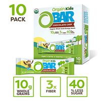 Orgain Organic Kids Energy Bar, Chocolate Chip - Great for Snacks, Vegan, 7g Dietary Fiber, Dairy Free, Gluten Free, Lactose Free, Soy Free, Kosher, Non-GMO, 1.27 Ounce, 10 Count (Packaging May Vary)