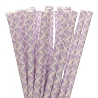 Biodegradable Paper Straws Lavender Damask (75)