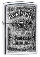 Zippo 250JD.427 Jack Daniel's Tennessee Whiskey Emblem Pocket Lighter, High Polish Chrome, 5 1/2 x 3 1/2 cm, High Polish Chrome Pewter