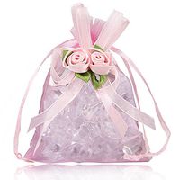 BZCTAH Tulie Drawstring Gift Bags, 20Pcs Tulie Jewelry Pouches for Party Wedding Christmas Valentine Favors, Tulle Organza Gift Bags, 5.1"x7.1", Pink