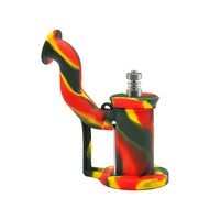 JYH-U Handmade Silicone Pipe, Soft and Comfortable, with A Clean Cigarette Case and A Spoon5.9in (Color : Green red)