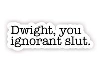 Dwight You Ignorant Slt - Inspirational Stickers - 2.5" Vinyl Decal - Laptop, MacBook, Decor, Window Vinyl Decal Sticker