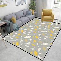Bigdatastore Arrow Decor Moiré Kids' Rugs, Bohemian Feathers and Arrows Repetitive Pattern Artwork, Durable Carpet Area Rug - Living Dinning Room Bedroom Rugs and Carpets(5'x 8')
