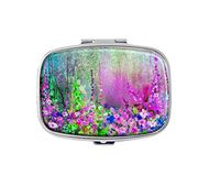 Abstract floral watercolor painting Custom Fashion Silver Square Pill Box Medicine Tablet Holder Wallet Organizer Case for Pocket or Purse