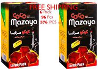 6 - Box of 96pcs Coconut Coco Mazaya Premium Lighting Hookah Hokah Charcoal coals- Total 576 Pieces
