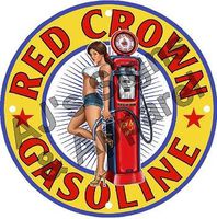 AJ's Signs & Apparel Red Crown Gas Vinyl Sticker Decal Cars Trucks Vans Walls Laptop MacBook
