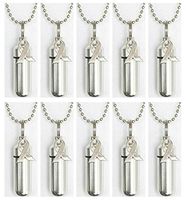 Pasco Specialty Products Family Set of Ten Silver Cancer Awareness Ribbon Cremation URN Necklaces with Velvet Pouches, Ball Chains & Fill Kit - Made in USA