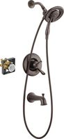Delta Faucet Linden 17 Series Dual-Function Tub and Shower Trim Kit with 2-Spray In2ition 2-in-1 Hand Held Shower Head with Hose, Venetian Bronze T17494-RB-I (Valve Included)
