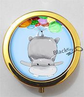 BlackKey Hippo Hippopotamus 3-Compartment Decorative Pocket Gift Box Case Organizer for Pill, Color 2 -2253