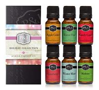 Holiday Set of 6 Premium Grade Fragrance Oils - Mistletoe, Candy Cane, Wintermint, Apple Cider, Cranberry, and Forest Pine - 10ml