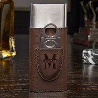 Oakmont Brown Leatherette Personalized Cigar Case (Custom Product)