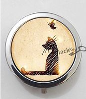 BlackKey Animal Cat Silhouette 3-Compartment Decorative Pocket Gift Box Case Organizer for Pill, Color 1 -449