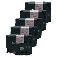 QPMY 5 Pack Compatible for Brother P-Touch Laminated Tze TZ Label Tape Cartridge 24mm x 8m (TZe-152 Red on Clear)