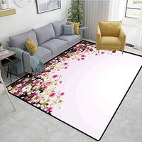 Bigdatastore Floral Vegetables Area Rug Boys Room, Daisy Bouquet Botany Petals with Butterfly Wedding Valentines Romance Design, Easy Maintenance Area Rug Living Room Bedroom Carpet(6'x 9')